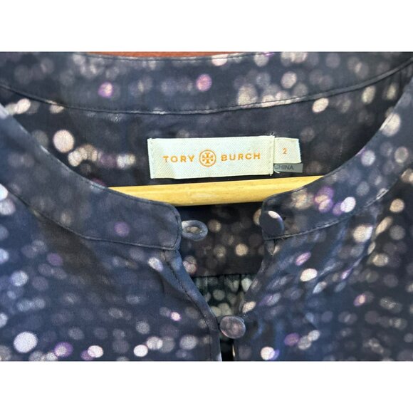 Tory Burch Womens Printed Polka Dot Silk Button-Front Blouse Size 2 - Picture 3 of 5